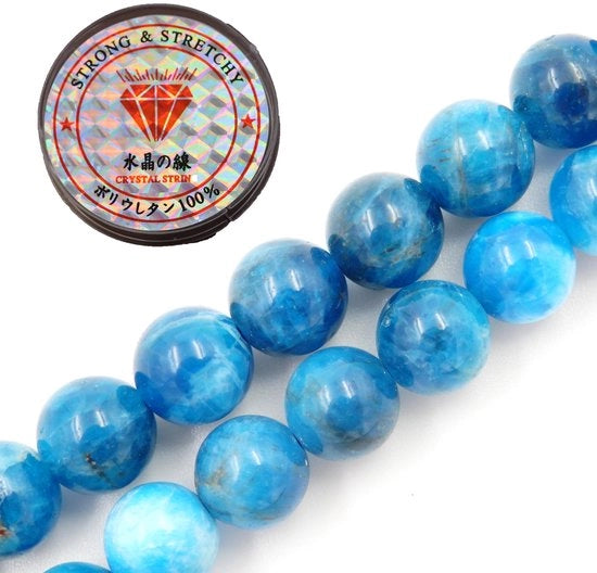 Collezione di perle con cordino per la creazione di accessori 4 mm = 180 pezzi e 1 rotolo di corda Apatite AAA 4 mm