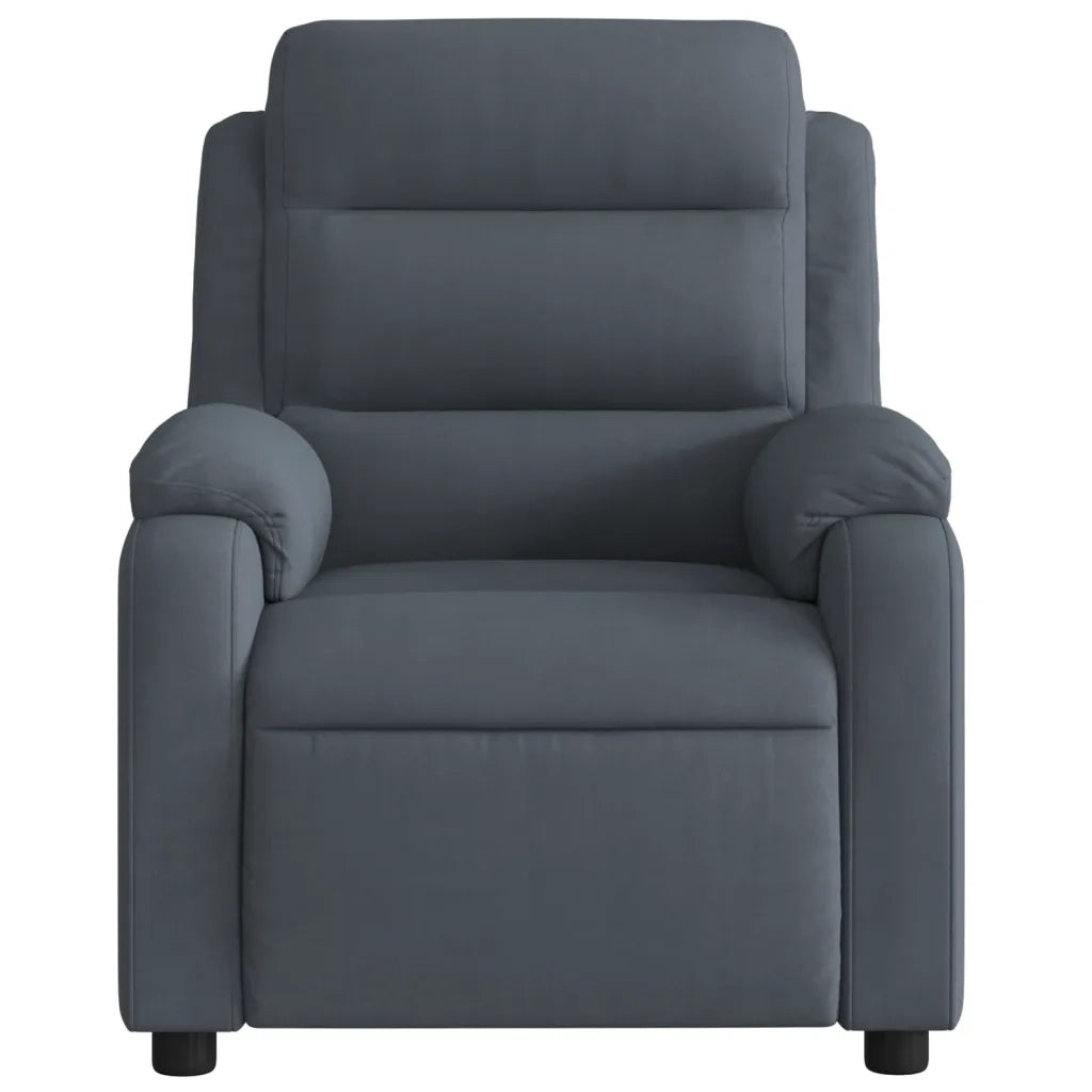 Divano Sedia-Poltrona Reclinabile Grigio Scuro in Velluto 609192