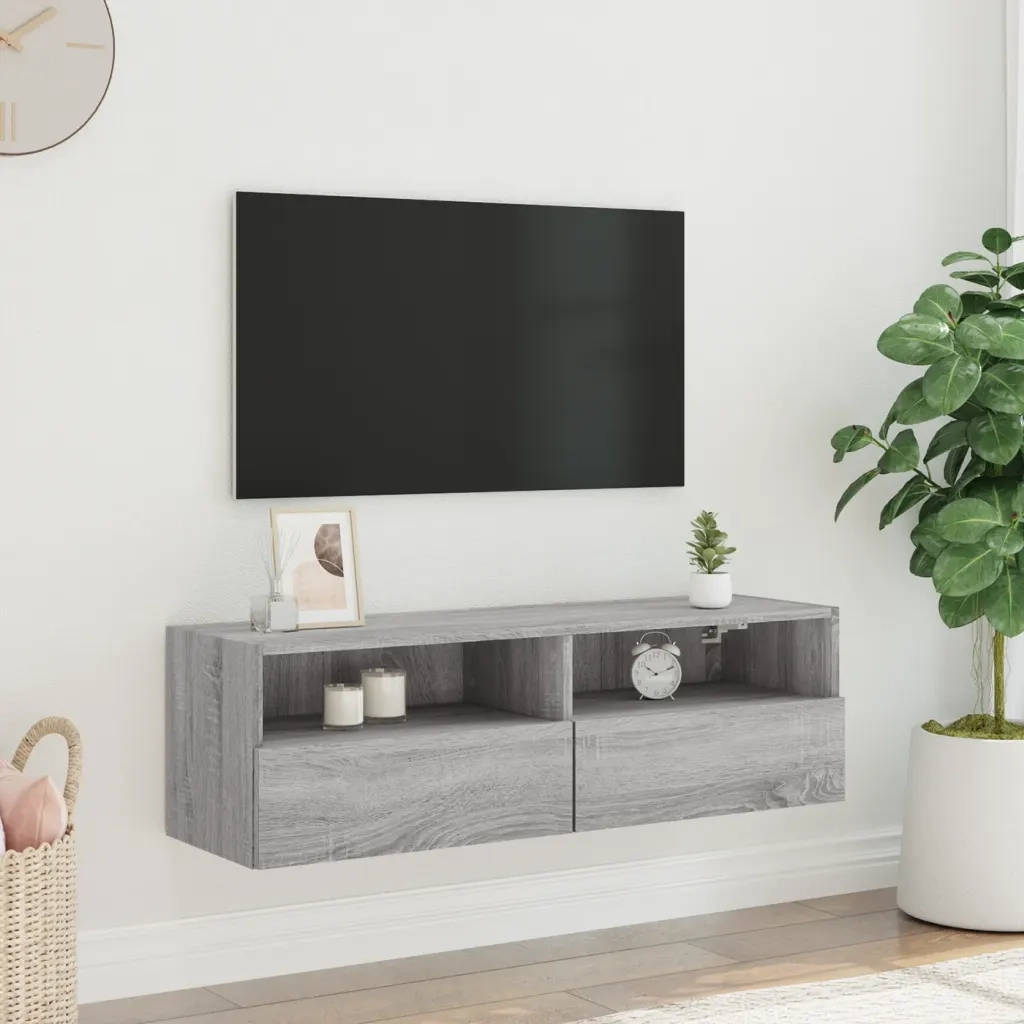 Mobile TV a Parete Grigio Sonoma 100x30x30 cm Legno Multistrato 836892