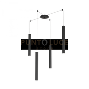 ROUND TUBE SOSPENSIONE 4 LUCI NERO CAVO CM.250 CON BASE 1174-S4-NE