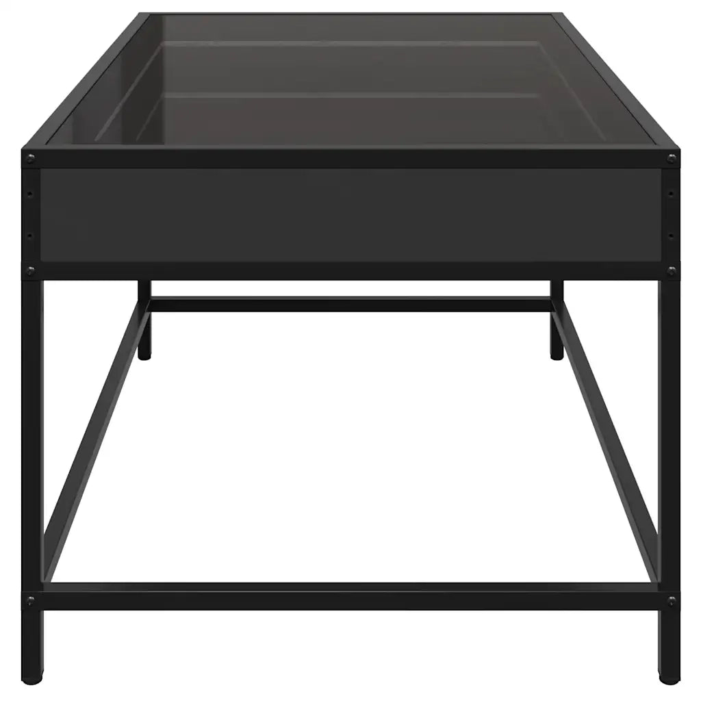Tavolino da Salotto con LED Infinity-Tavolino da soggiorno Nero 70x50x41 cm
