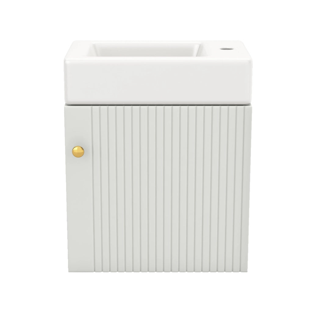 Mobile bagno con lavabo in ceramica 62 cm, MDF, bianco