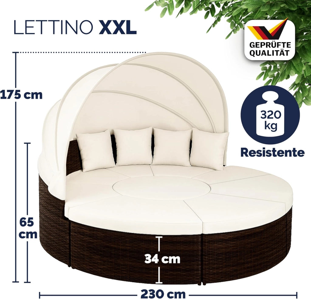 Isola Prendisole Polyrattan Ø230 Baldacchino Cuscini Lettino Set Lounge Componibile