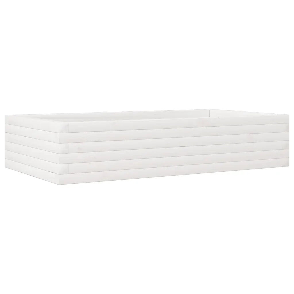 Fioriera | Cassetta per fiori | Vaso da Giardino Bianca 110x60x23 cm Legno Massello Pino