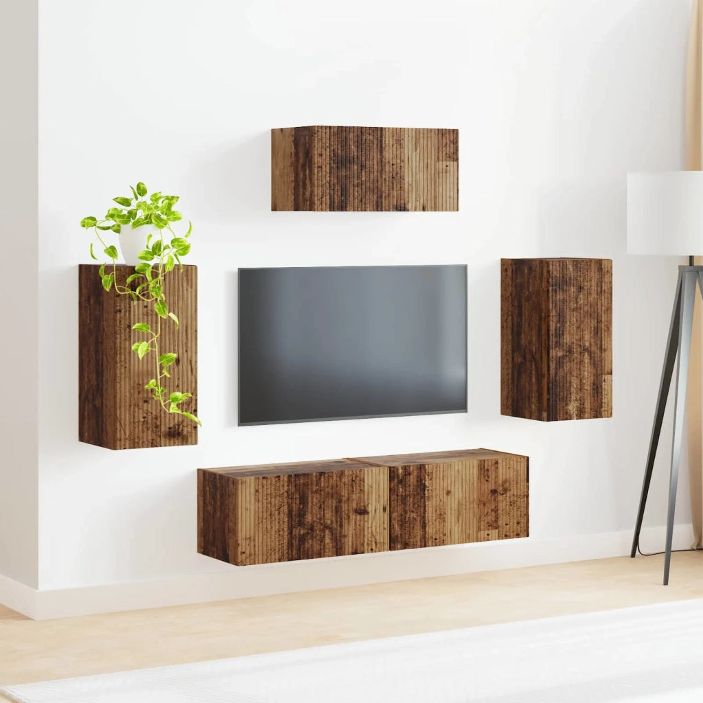 Set mobile TV 5 pcs Legno vecchio Legno multistrato