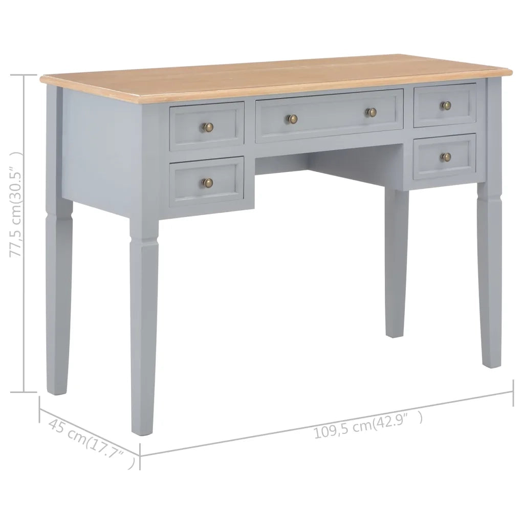 Scrivania Grigia 109,5x45x77,5 cm in Legno 280070
