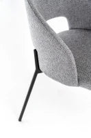 E-STYLO Sedia in tessuto grigio chiaro con gambe in metallo antracite, imbottita, 52cm X 55.5cm H. 78.5cm.