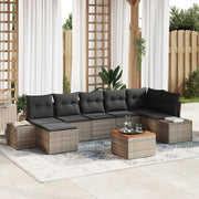 Set di divani da giardino 8 pezzi con cuscini grigio rattan sintetico acacia
