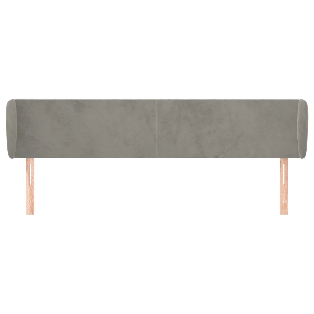 Testiera | Testata ad Orecchio Grigio Chiaro 163x23x78/88 cm in Velluto
