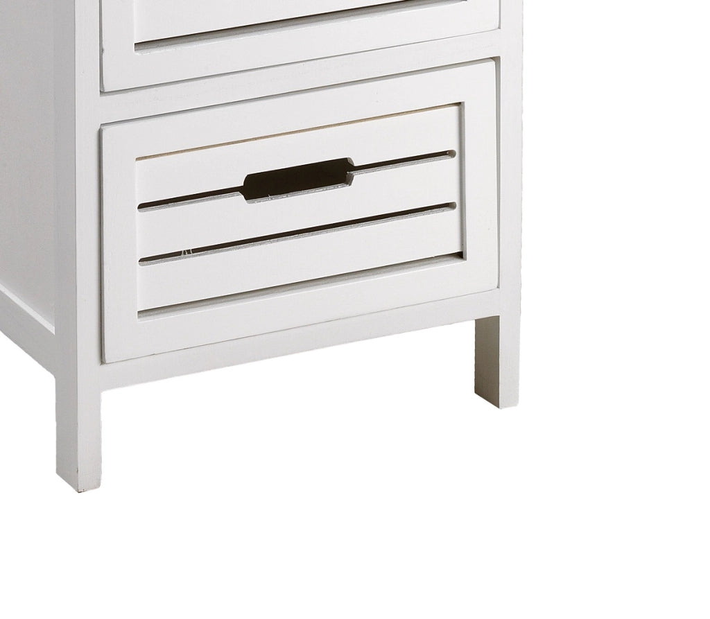 Mobiletto soggiorno, 4 cassetti in legno paulownia bianco 35x30x81H Slome