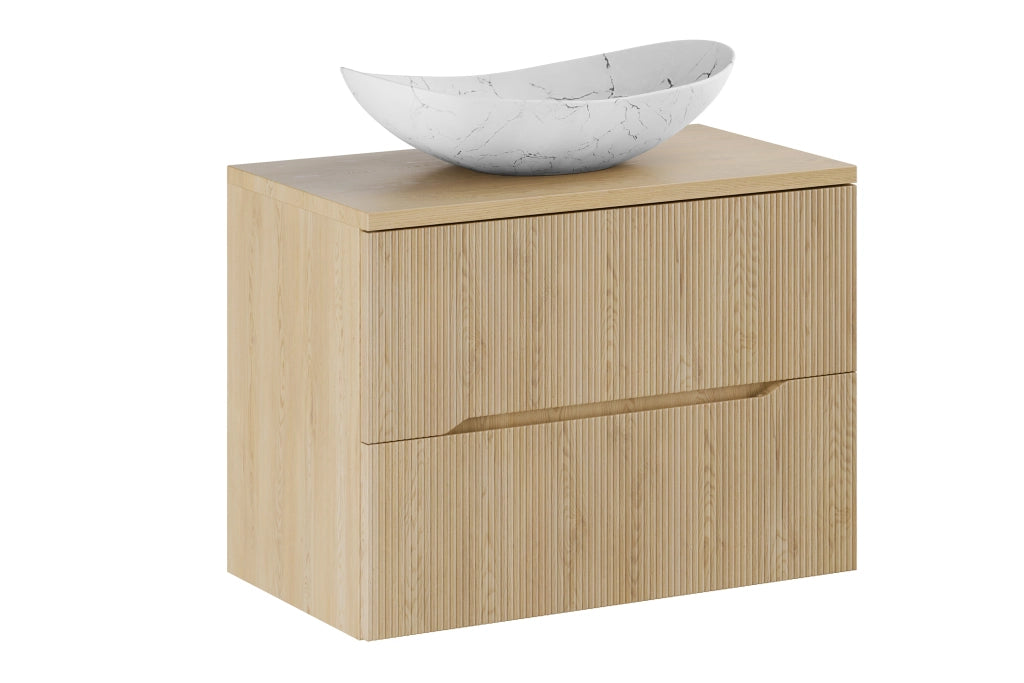 Set mobili bagno 80 cm con piano e lavabo da appoggio Lena Nordic Cremona 80 cm