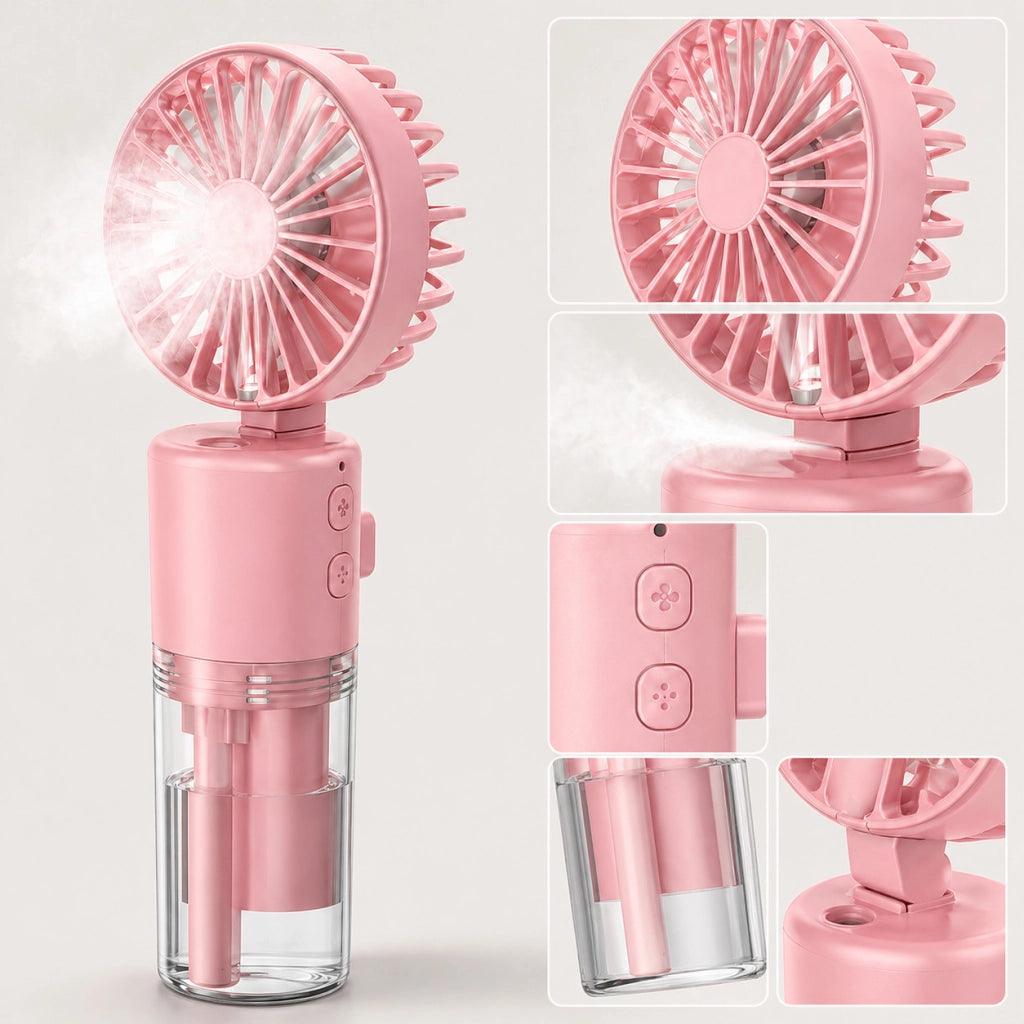 VENTILATORE PORTATILE CON SPRAY UMIDIFICATORE RICARICABILE USB MINI FAN AS-07114