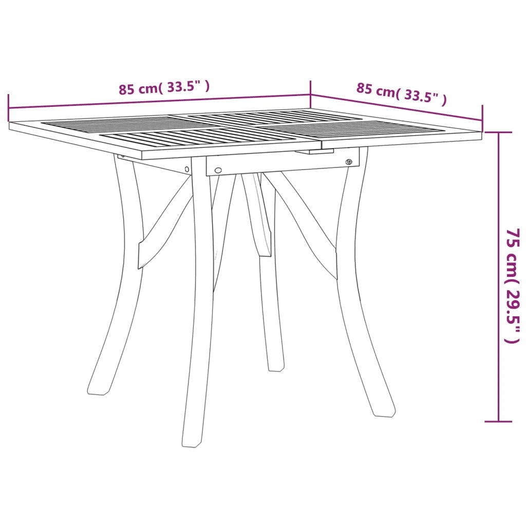 Tavolo da Giardino 85x85x75 cm Legno Massello di Acacia 363304