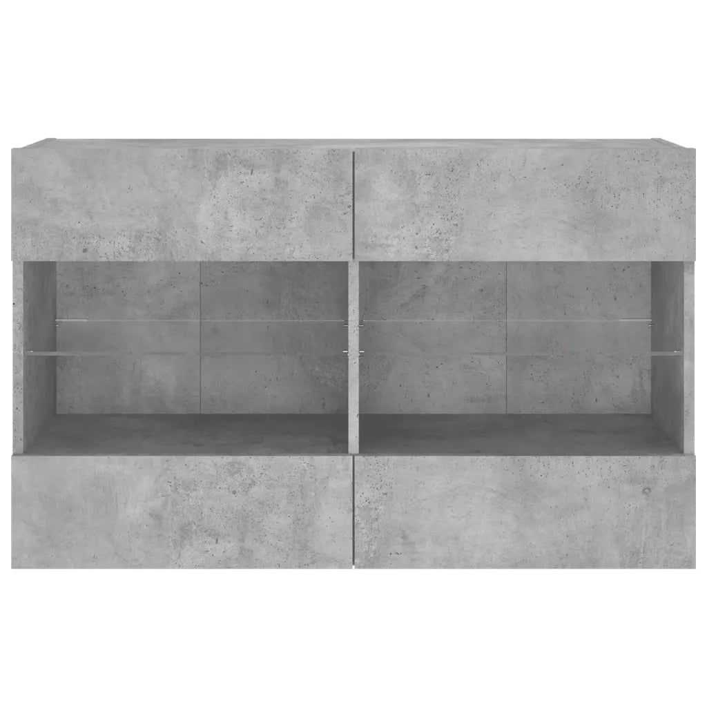 Mobile TV a Parete con Luci LED-Mobile TV a Muro Grigio Cemento 98,5x30x60,5 cm