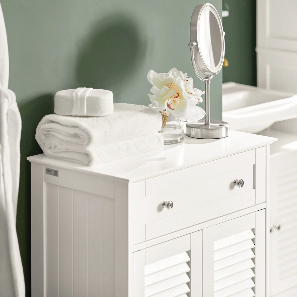 Mobiletto Bagno Colonna Bagno Cassettiera Bagno Con Cassetti Bianco FRG238-W