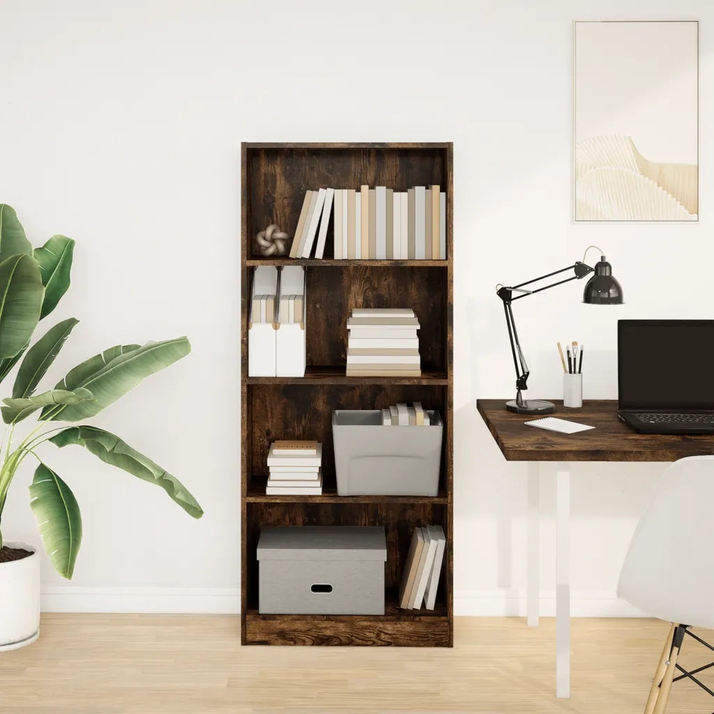 Libreria Rovere Fumo 60x24x143 cm in Legno Multistrato 857816