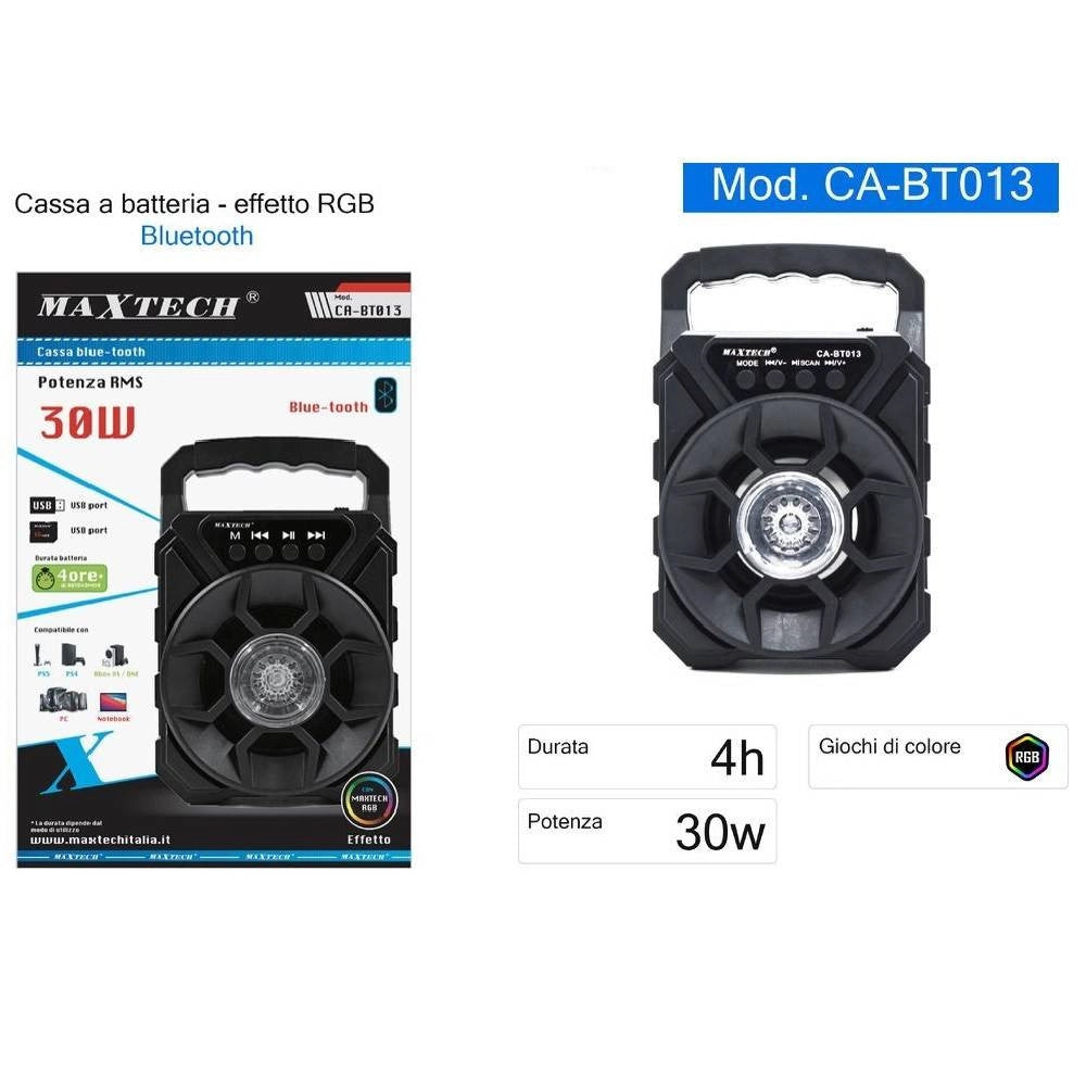 Trade Shop - Cassa Speaker Bluetooth Portatile Con Luci Rgb 30w Ca-bt013 Altoparlante Batteria -