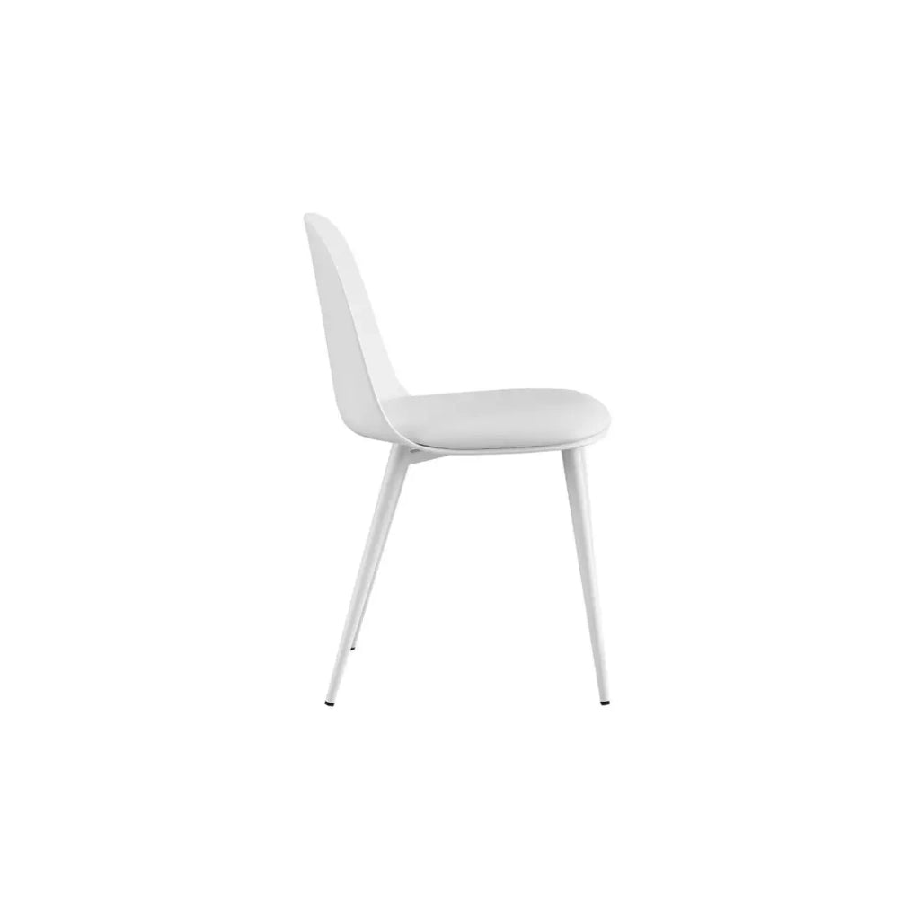 Sedia JASMON – Cuscino in PU Bianco con gambe in metallo – H81 × L51 × P44 cm