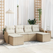 Set Divano da Giardino con cuscino 6 pcs Beige Poly Rattan
