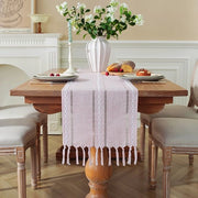 Tavolo da pranzo a strisce tessute - Tavolo da pranzo a strisce tessute con uncini - Tavolo da pranzo bohemien a strisce tessute - Dimensioni 33x330cm