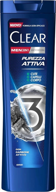 CLEAR SHAMPOO ANTIFORFORA CON CARBONE ATTIVO E ACIDO IALURONICO 225ML 3IN1 PUREZZA ATTIVA OKY