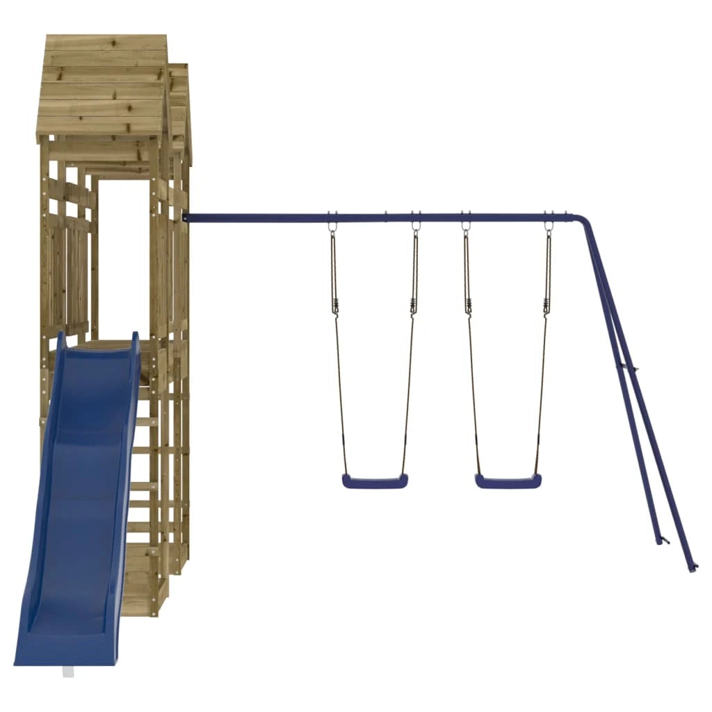 Altalene per parco giochi all'aperto scivolo altalene robuste giochi da giardino 315 x 547 x 264 cm legno di pino impregnato 02_0004703