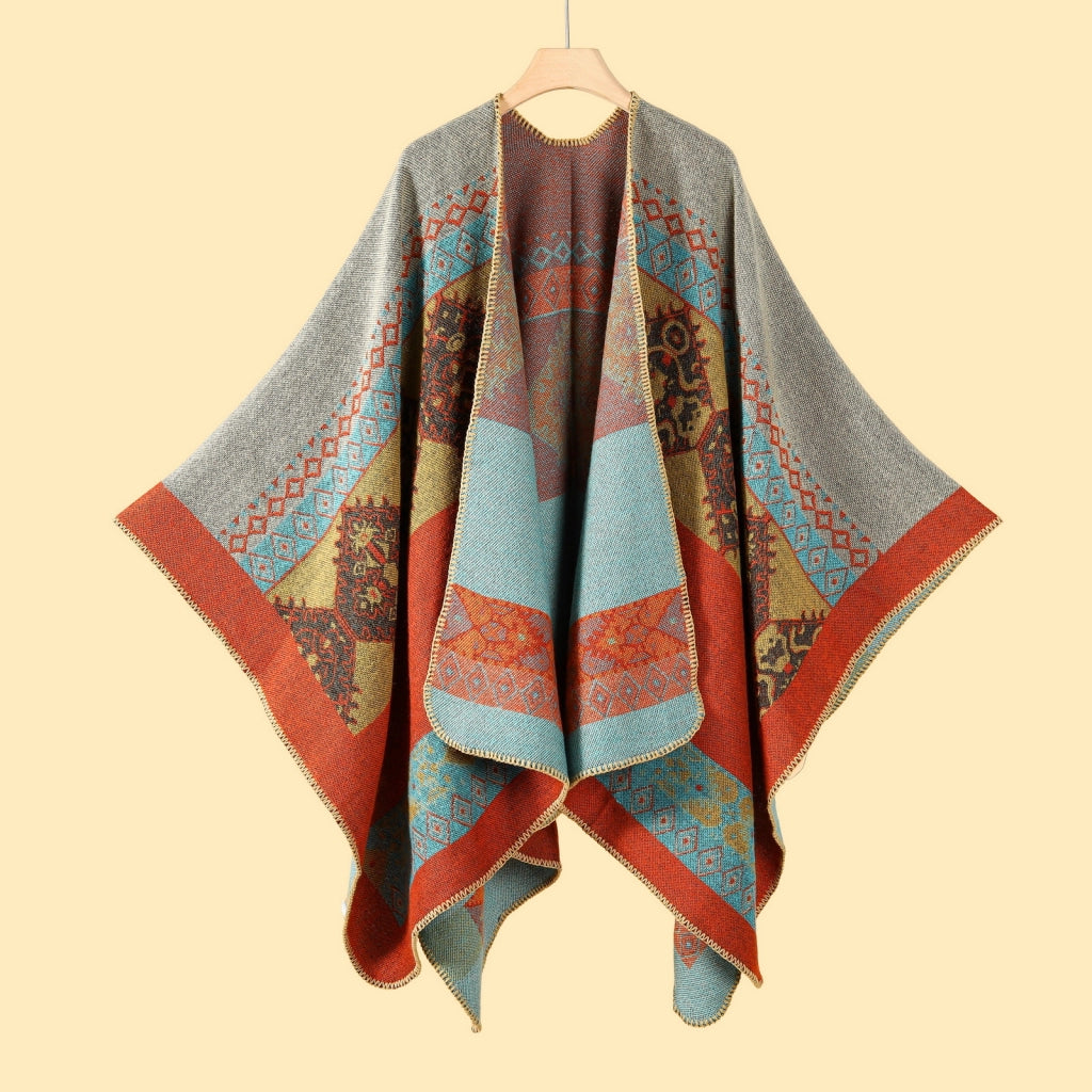 Sciarpa grande, semplice ma sofisticata, in stile etnico delle praterie, mantella, sciarpa in cashmere