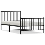 Letto singolo | Letto per adulti | Giroletto con Testiera e Pediera Metallo Nero 100x200 cm