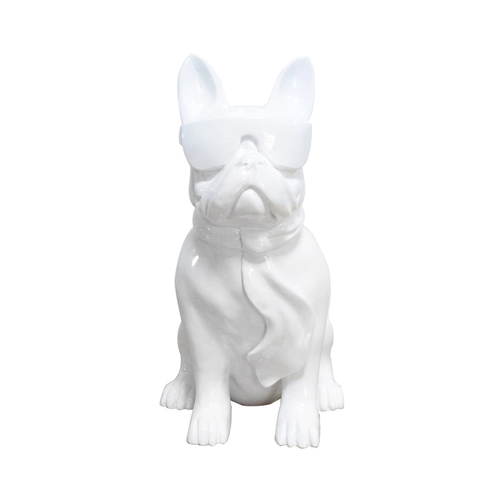 Scultura decorativa Bulldog Dude 100 in bianco lucido