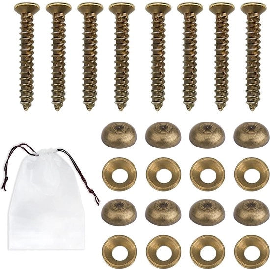 8 viti estetiche - 8 viti autoalloganti - 1 sacchetto di stoccaggio vuoto viti decorative - viti in ottone viti in ottone per coppe