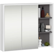 Pensile bagno con specchio VAMI Bianco, Grigio Grafite 90 cm 2 ante 90x15x75 cm
