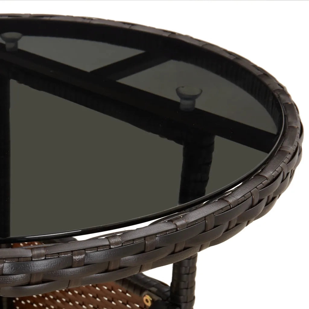 Set da Pranzo da Giardino 3pz con Cuscini Polyrattan e Vetro 3278619