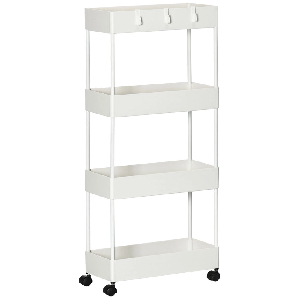 CARRELLO A 4 RIPIANI 40x19x90 cm Bianco in acciaio