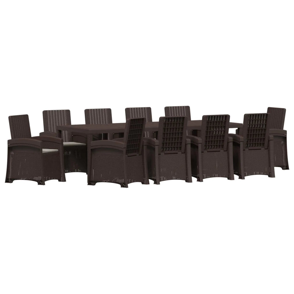 Set da Pranzo per Giardino 11 pz Marrone e Grigio Chiaro PP 3430174