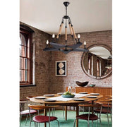 Trade Shop - Lampadario Stile Industriale A Forma Di Stella Corda Di Canapa Metallo E14 A39-5 -