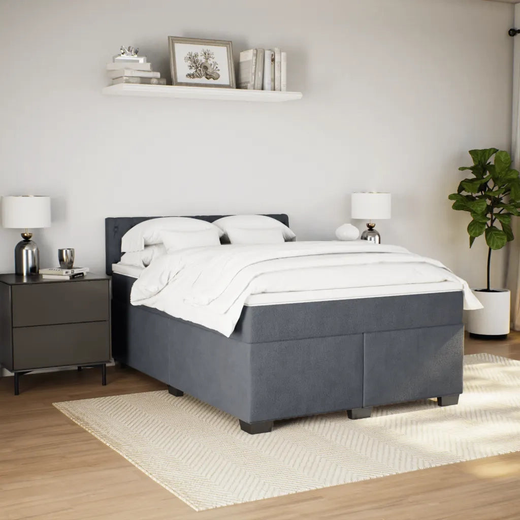 vidaXL Giroletto a Molle con Materasso Grigio Scuro 140x200 cm Velluto