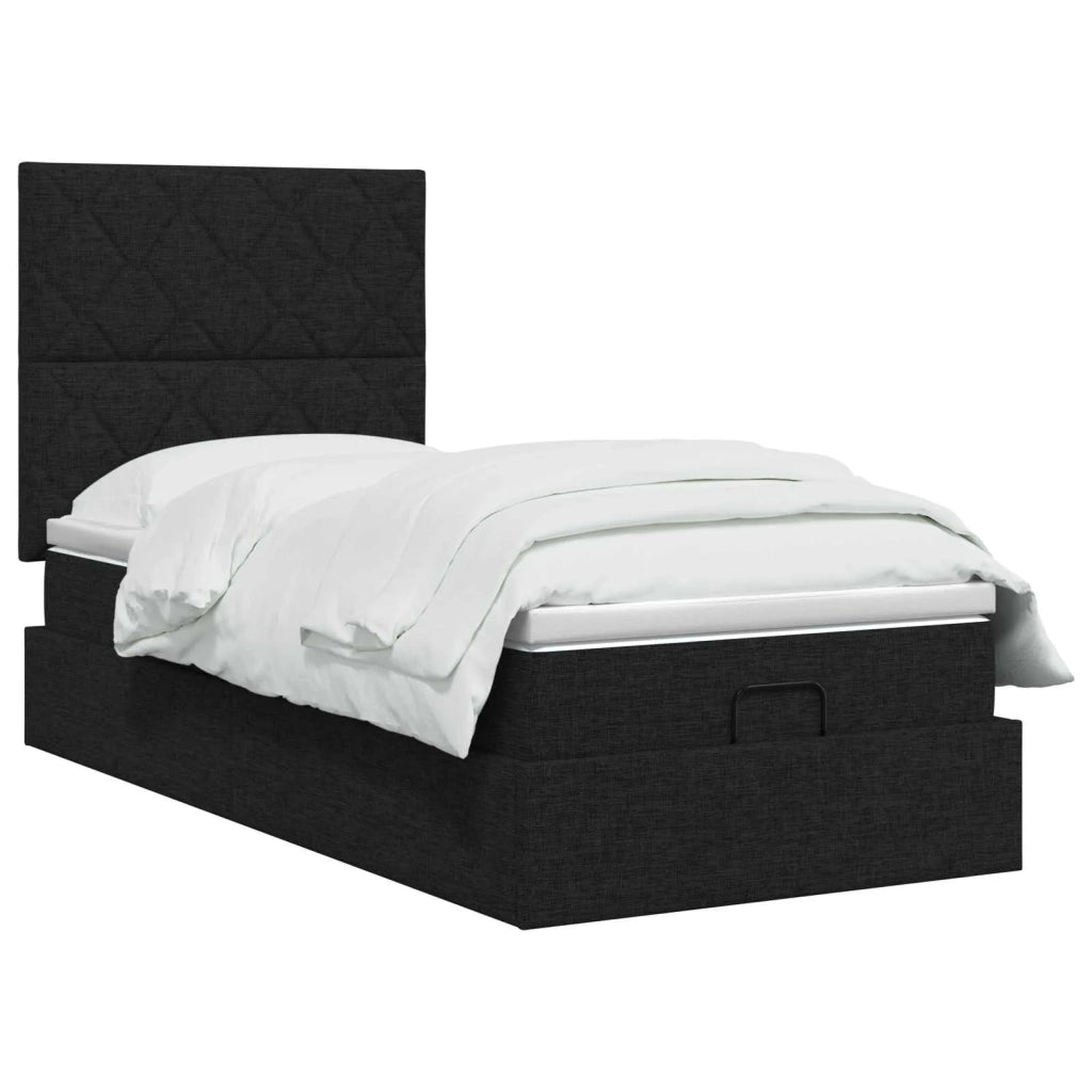 Letto ottomano con materasso Nero 80 x 200 cm Tessuto 3457530