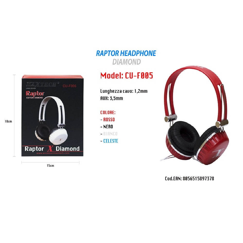 Trade Shop - Cuffie Con Filo Attacco 3,5mm Pc Computer Mac Notebook Mp3 Portatili Maxtech Cu-f005 -