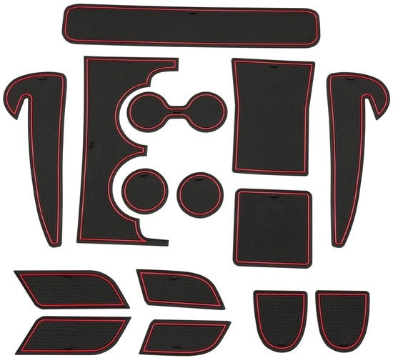 Materassini antiscivolo compatibili con Hyundai Kona SX2 Hybird (Elettrico-Benzina) 2024 2025, materassini antiscivolo in gomma, materassini antiscivolo per portiere (Rosso (Elettrico-Benzina))