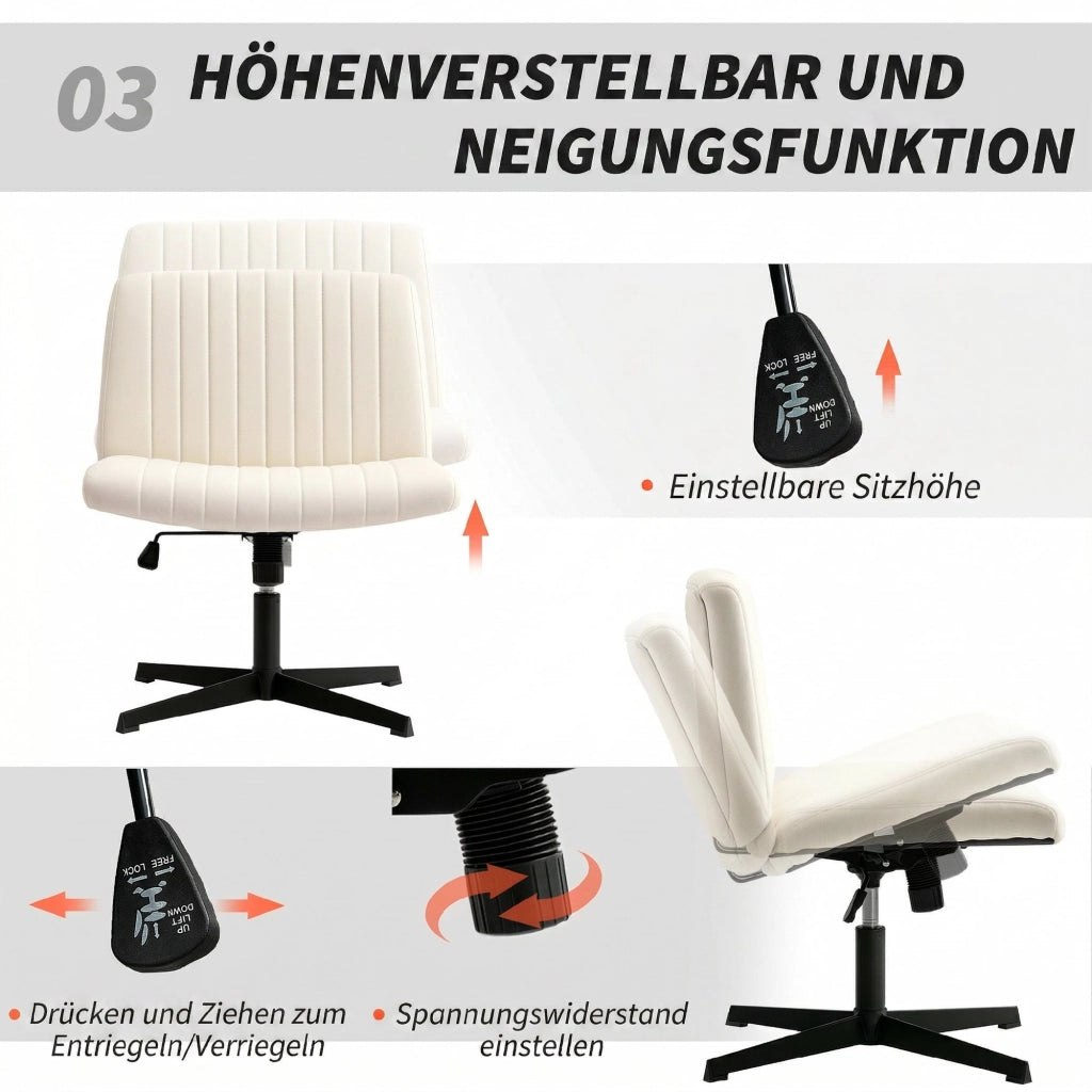 Sedia da Ufficio Regolabile con Rivestimento Tessile e Schienale ¨C Zephmum ¨C Cremewei?