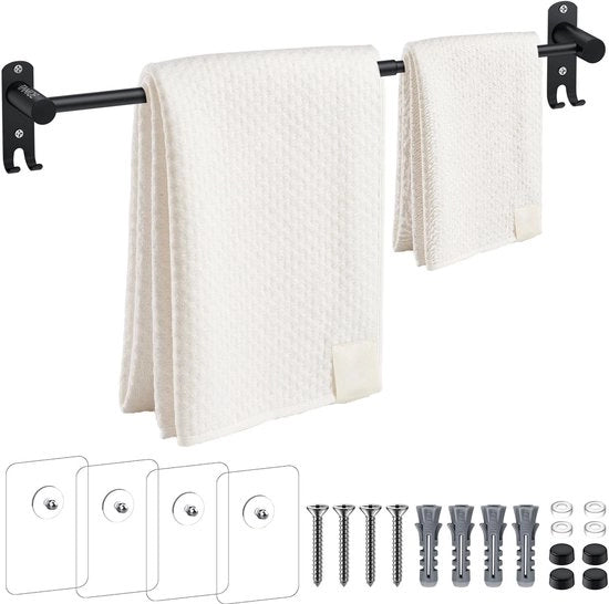 Houder di tela senza foratura 40-70cm houder di tela regolabile in acciaio inossidabile per la parete, houder di asciugamano per la parete per bagno e cucina, nero