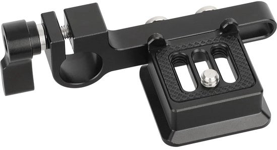 Piastra di scambio rapido tipo Arca 15 mm con chiusura stanghiera - Montaggio per fotocamere senza ottica - In alluminio - Peso ridotto 69 g - Inclusa chiave a stella - Bidirezionale - Piastra per fotocamera