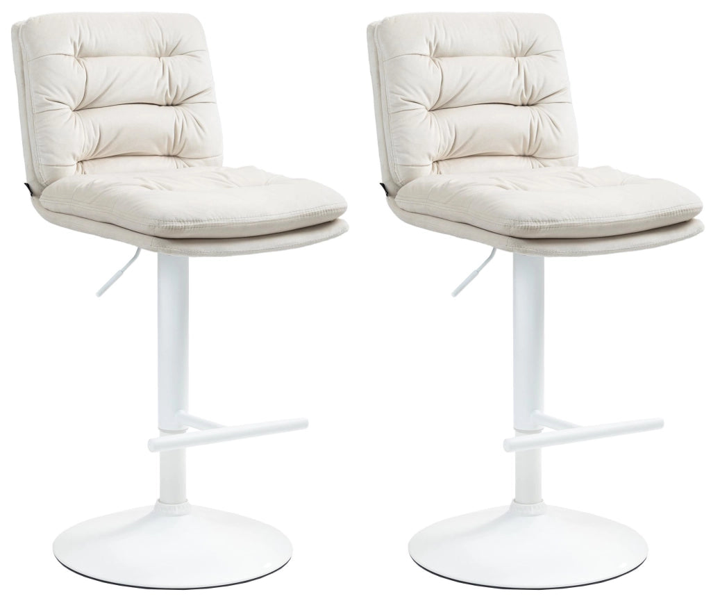 2er Set Barhocker Damar Samt weiЯ