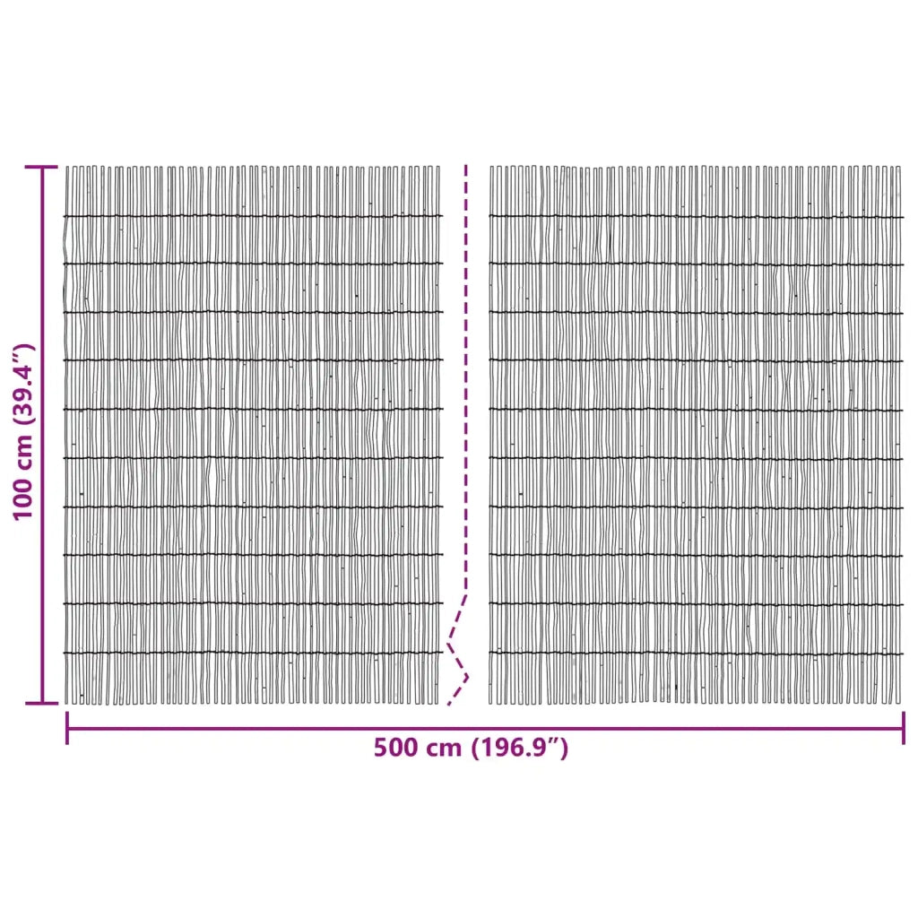 Recinzione per Giardino Carbonizzato 500 x 100 cm Giunco 42031258