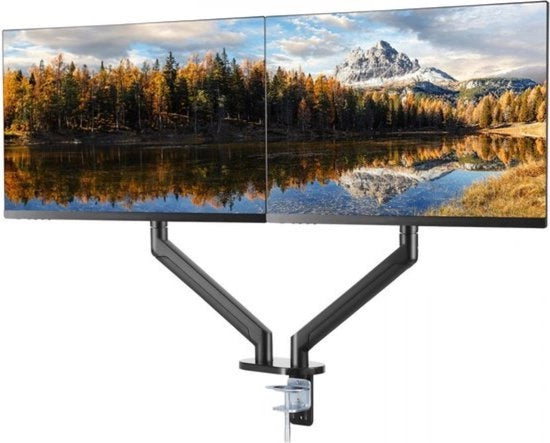 Monitorarm universale per 2 schermi - Regolabile in altezza - Rotativo - Nero