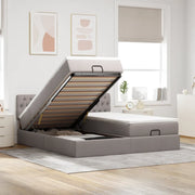 Struttura Letto Pouf con Materassi Tortora 200x200 cm Tessuto