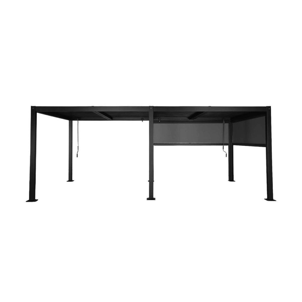 Pergola bioclimatica 3x6m + 2 tende 3m, nero
