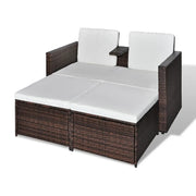 Set Mobili da Giardino 4 pz | Set Salotto da Giardino con Cuscini in Polyrattan Marrone