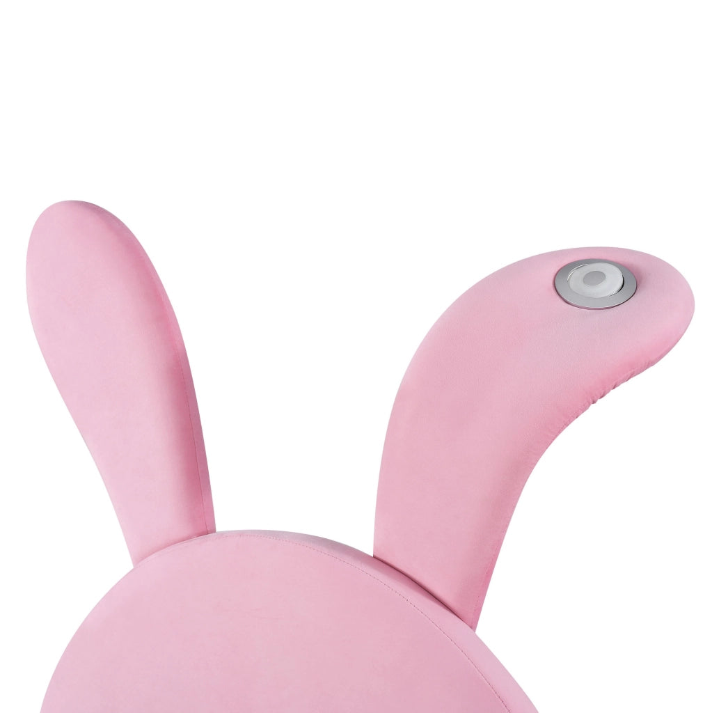 Letto rosa 90 x 200 cm con LED, panche contenitore e orecchie pieghevoli