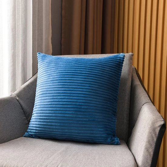 Cuscino quadrato a strisce - 2-pack - Cuscino liscio - Cuscino per divano - Copertura morbida a microfibra - Cuscino per testa per letto - Copertura decorativa per cuscino - Per divani, poltrone e letti - 40x40cm - Blu